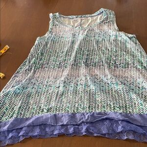 Fashion Bug Blue and Green Patterned tank Top